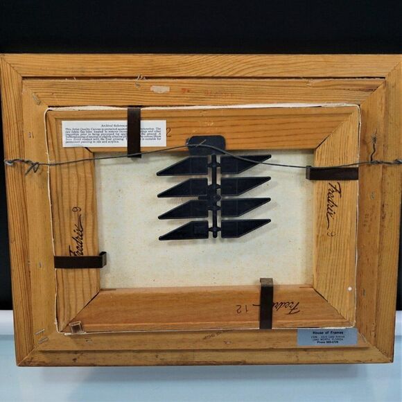 Primitive Americana Vintage Art Naif Folk Art BHC Signed Canvas Painting Naive - Picture 9 of 10